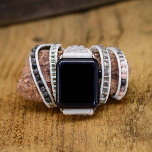 Natural Labradorite Stone Smart Watch Band Strap for Apple Watch 8 7 38 40 41 mm